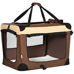 PawHut 70cm Foldable Pet Carrier Bag Soft Travel Dog Crate, Portable Cat Carrier w/ Cushion, for Cats and Small Dogs - Brown