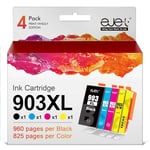 ejet 903 903XL Ink Cartridges Compatible for HP 903 903XL with Newest Chip Multipack for HP Officejet 6950 6960 Officejet Pro 6960 6970 (Black Cyan Magenta Yellow High Yield 4-Pack)