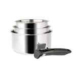 Sitram 713511 SITRAM-713511-Lot 3 casseroles 16+18+20cm Sitramovible Arpège en INOX, poignée Amovible-Tous Feux Dont Induction, Argent