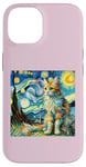 Coque pour iPhone 14 Van Gogh T-shirt Motif chat Nuit étoilée