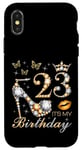 Coque pour iPhone X/XS 23e anniversaire It's My Birthday Party 23 ans 23e B-day Queen