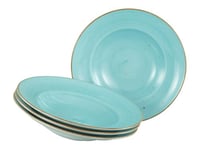 CreaTable, 34046, Série Vintage Nature Aqua, service de vaisselle 4 pièces, assiette à pâtes en porcelaine, compatible lave-vaisselle et micro-ondes, fabriqué en Europe.