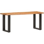 Maison Chic - Banc au bord naturel du bois 110 cm Banc de jardin Banc de table de séjour Bois d'acacia solide et acier 72404