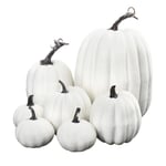 Halloween Simulering Pumpor Dekoration Set 7PCS Simulering Pumpa Modell Konstgjord Pumpa Dekoration Falsk Pumpa Spricka White