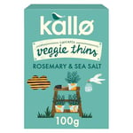 Kallo Rosemary & Sea Salt Veggie Thins Crackers | Healthy Snacks High Fibre, Plant Protein, Gluten Free & Baked | 100g Single Pack