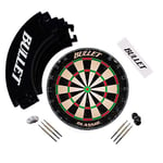 Bullet - Large Darts Tournament Set - Includes Dartboard, 6 Steel Darts, EVA Surround Ring, Throwing Line, Black, Complete Set