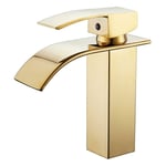 Robinet de lavabo monotrou pour bassin chaud et froid Robinet cascade doré - gold