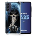 Cokitec Coque Renforcée pour Samsung Galaxy A25 5G Tete de Mort Doigt