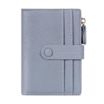 HKCLUF Portefeuille pour Femme, Portefeuille pour Femme en Cuir, Portefeuille RFID Petit Portefeuille avec Pochette à Monnaie Portefeuille avec Fermeture éclair et Compartiments Multiples (Gris Bleu)