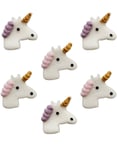 6 st Unicorn Sugarcraft Toppers - Handgjord Ätbar Tårtdekoration