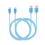 (Lot de 2,1,8m Câbles USB Type C vers USB 2.0 Extra Long de Données et Charge pour Samsung Galaxy S8,S8 Plus,Nexus 6P,LG G6,new MacBook,Google Pixel XL,OnePlus et plus (Bleu)