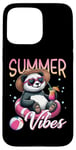 Coque pour iPhone 15 Pro Max Flotteur de natation panda amusant Summer Vibes Beach Lovers