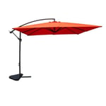 Parasol carré Solenzara terracotta 3x3 m - CONCEPT USINE - Aluminium - Polyester - Mât déporté - Manuel - Rouge