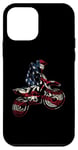 Coque pour iPhone 12 mini Drapeau USA Motocross Dirt Bike Drapeau Américain Détresse