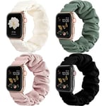 4 st kompatibla med Apple Watch Band Scrunchie 38mm 40mm 41mm 42mm 44mm 45mm Söt tryckt elastisk Solo Loop Bands Dam armband 20MM