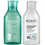 Redken Amino Mint Scalp Cleansing for Greasy Hair Shampoo and Acidic Bonding Concentrate Conditioner Bundle