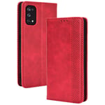 TANYO Leather Folio Case for OPPO Realme 7 Pro (Not for Realme 7), Premium PU/TPU Wallet Cover with Card and Cash Slots, Flip Magnetic Closure Shell - Red