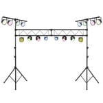 COSTWAY Portique DJ pour 32 Jeux de Lumière à 3m Hauteur Réglable 180-350 cm 100KG 2 Trépied Portable avec 2 Poteaux Rétractables