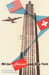 AIRLINES SWISSAIR NEW-YORK Rykf - POSTER HQ 40x60cm d'une AFFICHE VINTAGE