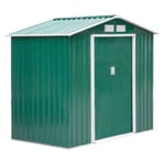 Abri de jardin - remise pour outils - cabanon porte verrouillable - dim. 213L x 130l x 185H cm - tôle d'acier vert