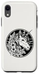 iPhone XR Unicorn in Black & White Hibiscus Roses Champion Wreath Case