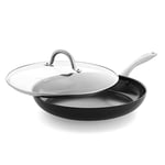 GreenPan Lima Midnight Poêle à frire 30 cm antiadhésive en céramique dure anodisée saine, sans PFAS, va au lave-vaisselle, convient à la cuisson par induction, va au four, noir