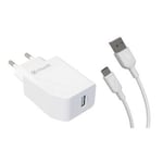 Muvit For Change Pack Chargeur Secteur 12W+Cable Usb C 1.2M Blanc - Neuf