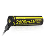 Pile Rechargeable via USB-C 18650 NiteCore NL1826R 3,6V 2600mAh (Cable non fourni)