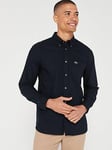 Lacoste Long Sleeve Oxford Shirt - Navy, Navy, Size S, Men