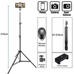 Trépied de support de téléphone portable,anneau de support pour téléphone portable,Kit de vlog Flexible,Selfie - Type 210cm Tripod