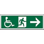 Fire Exit Sign Wheel Chair with Right Arrow Self Adhesive Acrylic 15 x 45 cm