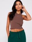 adidas Sportswear Womens Lounge Rib Top - Dark Brown, Brown, Size Xs, Women