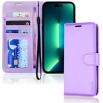 TECHGEAR iPhone 14 Pro Max Leather Wallet Case, Flip Protective Case Cover with Wallet Card Holder, Stand and Wrist Strap - Purple PU Leather with Magnetic Closure Designed for iPhone 14 Pro Max 6.7"