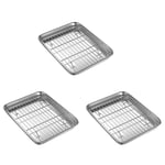 3set 10 Inch Toaster Oven Tray and Rack Set, Small Stainless Steel Baking8101