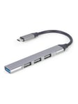 Gembird - hub - USB Type-C silver - 4 ports USB hub - 4 porttia - hopea