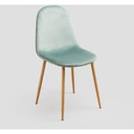 Sklum - Chaise de salle à manger en velours Glamm Vert Sapin Bois naturel