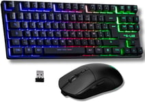 Combo Oxygen EX - Pack Clavier Souris sans Fil Gaming - Clavier Gamer sans Fil Format TKL et Souris Gamer sans Fil RGB,3200 DPI - Clavier Souris Gamer Rechargeable - PC/PS4/PS5 - New(Q1035)