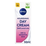 NIVEA Nourishing 24h Moisture Day Face Cream 50ml Dry & Sensitive Skin SPF15