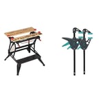 BLACK+DECKER WM825-XJ Etabli-étau Pliable Grand Format - Serrage Une Main - Plan de Travail, Charges maximales : 250 kg & wolfcraft 3455100-2 Mini Serre-Joint à Une Main Saillie 40, Ouverture 110 mm