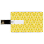 16G USB Flash Drives Credit Card Shape Yellow Decor Memory Stick Bank Card Style Zig Zag Chevron Pattern in Yellow and White Modern Inspired Art Print,Yellow and White Waterproof Pen Thumb Lovely Jump