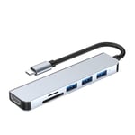 Tec-Digi USB C Hub Multiport Adapter 6 in 1 Portable Dongle 4K HDMI, 100W PD Power Delivery, 2 USB3.0 Ports,SD/Micro SD Card Reader Compatible MacBook Pro, Chromebook, Type C Devices, silver