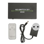 HD Multimedia Interface-växel 3 in 1 ut 4K-stöd 3D-videoswitchar för set-top-box bärbar dator TV 100‑240V EU-kontakt