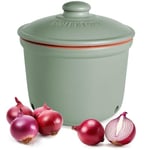 Römertopf Maxi Pot à oignons en céramique 2,8 l – Argile respirante pour garder les légumes frais plus longtemps – Circulation de l'air idéale – Vert