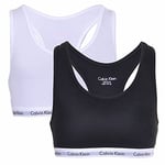 Calvin Klein Girl's 2pk Bralette G80g897000 Triangle Bras, White (White/Black), 152-164