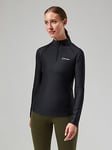 Berghaus 24/7 Long Sleeve Half Zip Tech Top - Black , Black, Size 14, Women