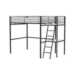 Lit mezzanine avec bureau en métal époxy - Noir - Sommier inclus - 140x190 cm - OXFORD