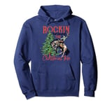 Retro Cowboy Ride Horse Rockin Around The Christmas Tree Pullover Hoodie