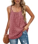 Aokosor Tank Tops for Women Summer Vests Adjustable Strap Swiss Dot Chiffon Sleeveless Shirt Pink Size 6-8