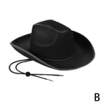 3 väriä Cowboy Hattu Hemming Huopa Cowgirl Prinsessa Hattu Lahjahattu sidottu Western Party Hattu Syntymäpäivä Cowboy Cowboy Q0S7