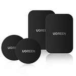 UGREEN 4 Pièces Plaques Métalliques avec Adhésif 3M pour Adhérer à Support Magnétique Téléphone Voiture Feuille Adhésives en Épaisseur 0,5 mm 2 Rondes et Rectangulaires